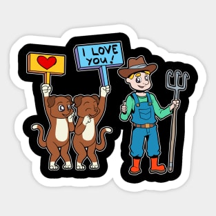 Dogs love the farmer Sticker